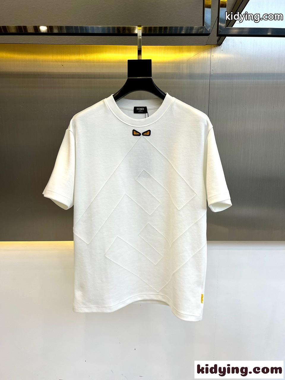 カジュアル ゆったり クルーネック Tシャツ フェンディ 半袖Tシャツ コピー ホワイト-0
