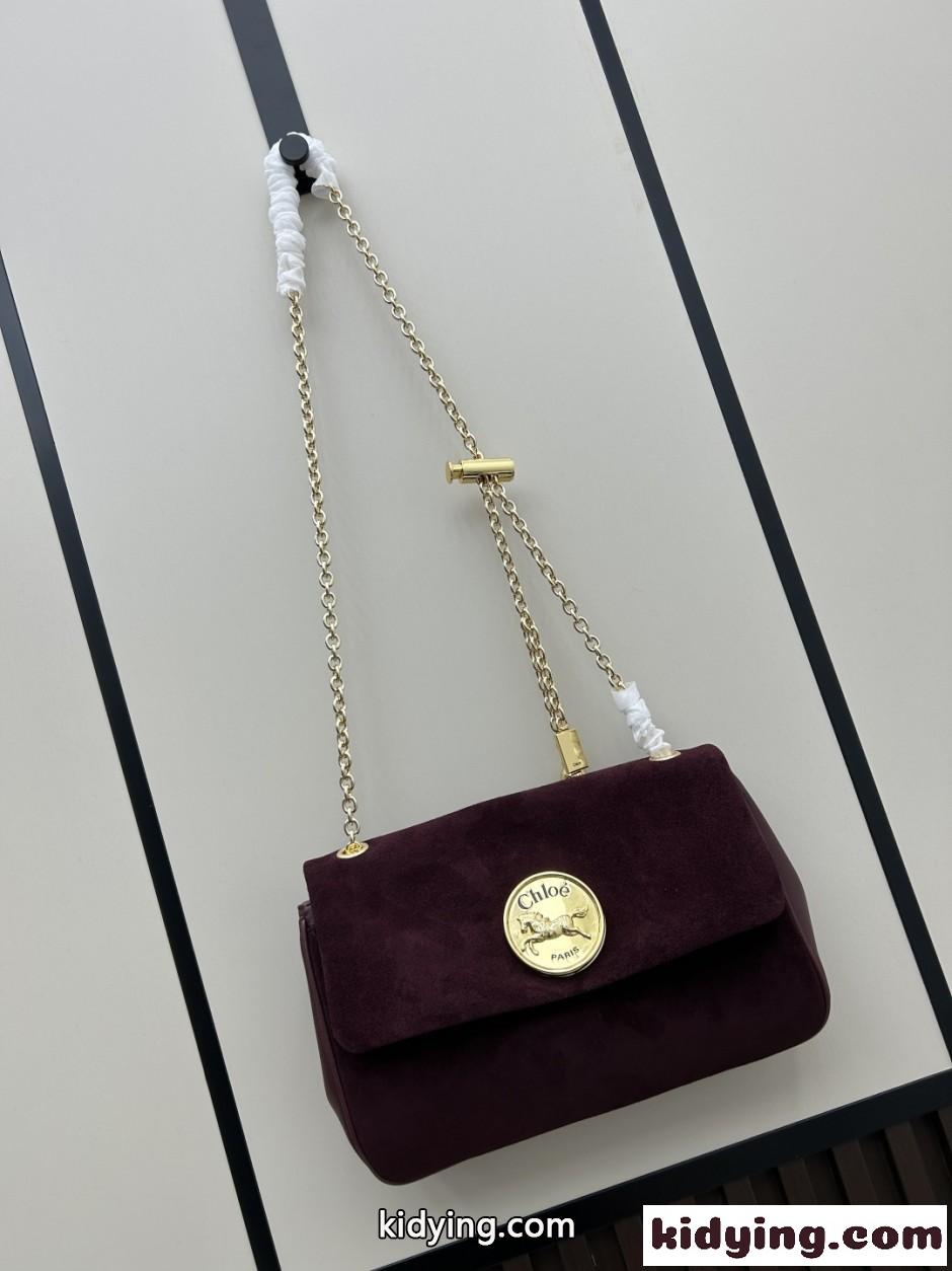 Chloé Heritage ショルダーバッグ クロエ バッグ スーパーコピー カジュアル おしゃれ スエード ボルドー-0