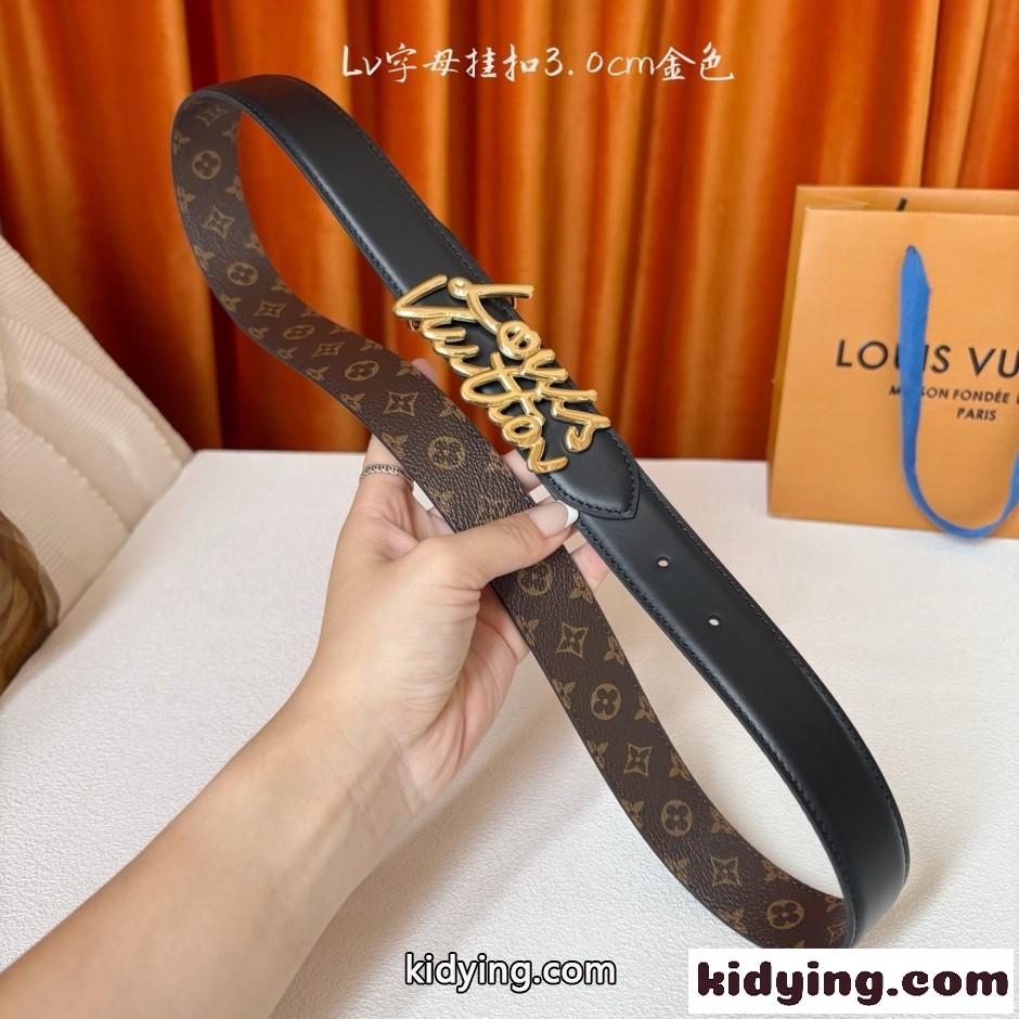 ベルト･LV スクリプト 30MM ルイ・ヴィトン ベルト スーパーコピー ブラック-3