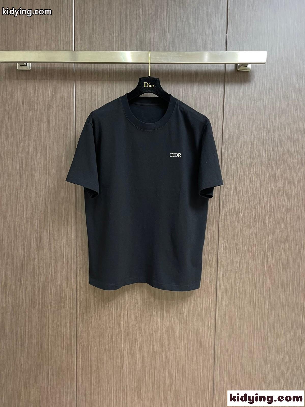 クリスチャン・ディオール Tシャツ コピー シンプル ロゴ入り 半袖Tシャツ ブラック-0