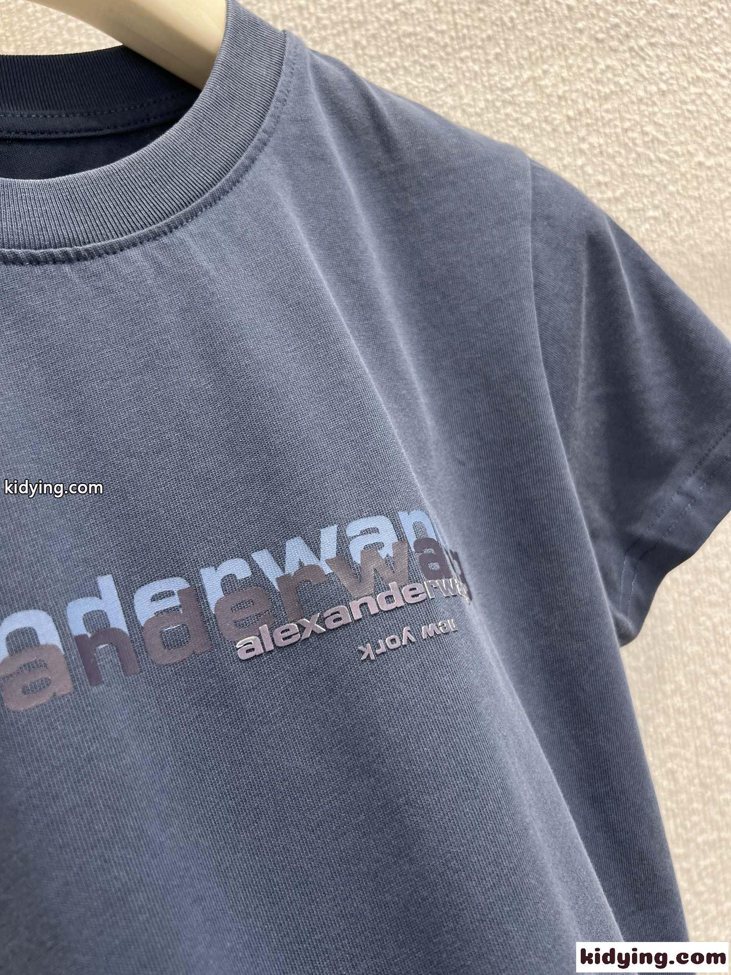 コンパクト ロゴ入り 半袖Tシャツ アレキサンダーワング Tシャツ コピー ブルー-0