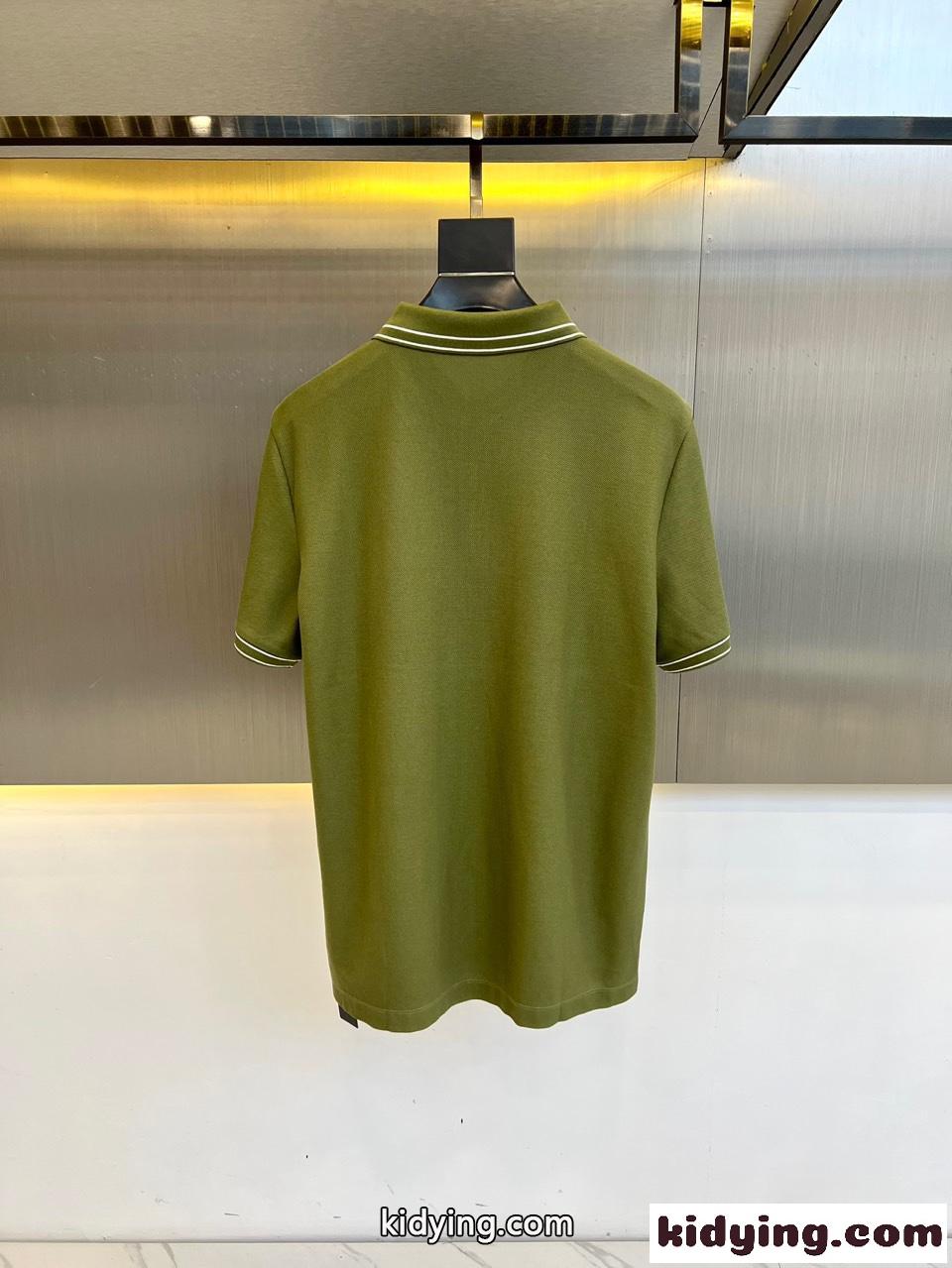 上品 カジュアル サルヴァトーレ・フェラガモ Tシャツ コピー 半袖 ポロシャツ グリーン-4