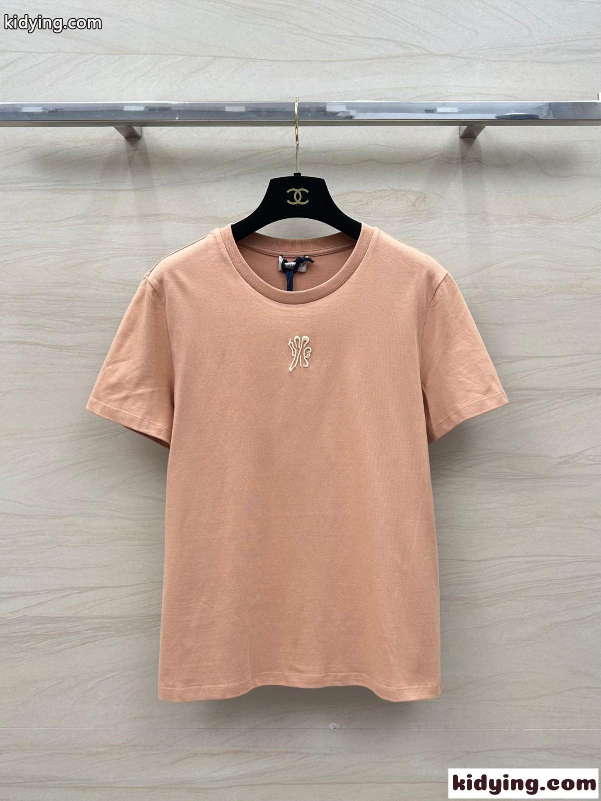 シンプル クルーネック 合わせやすい モンクレール 半袖Tシャツ コピー ピンク-2