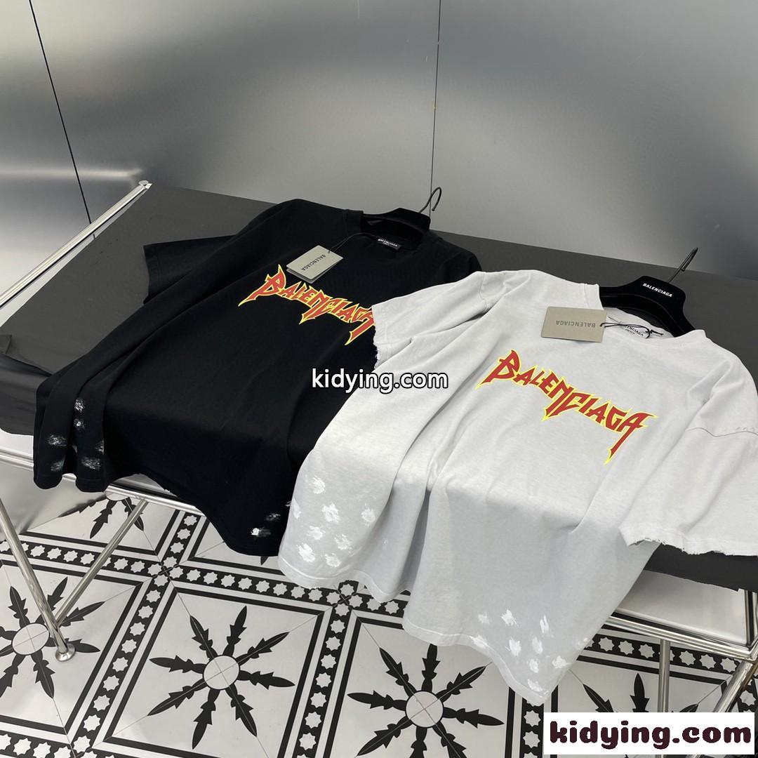 おしゃれ ゆったり ロゴ プリント チュニック レディース バレンシアガ 半袖tシャツ コピー 体型カバー ホワイト ブラック-3