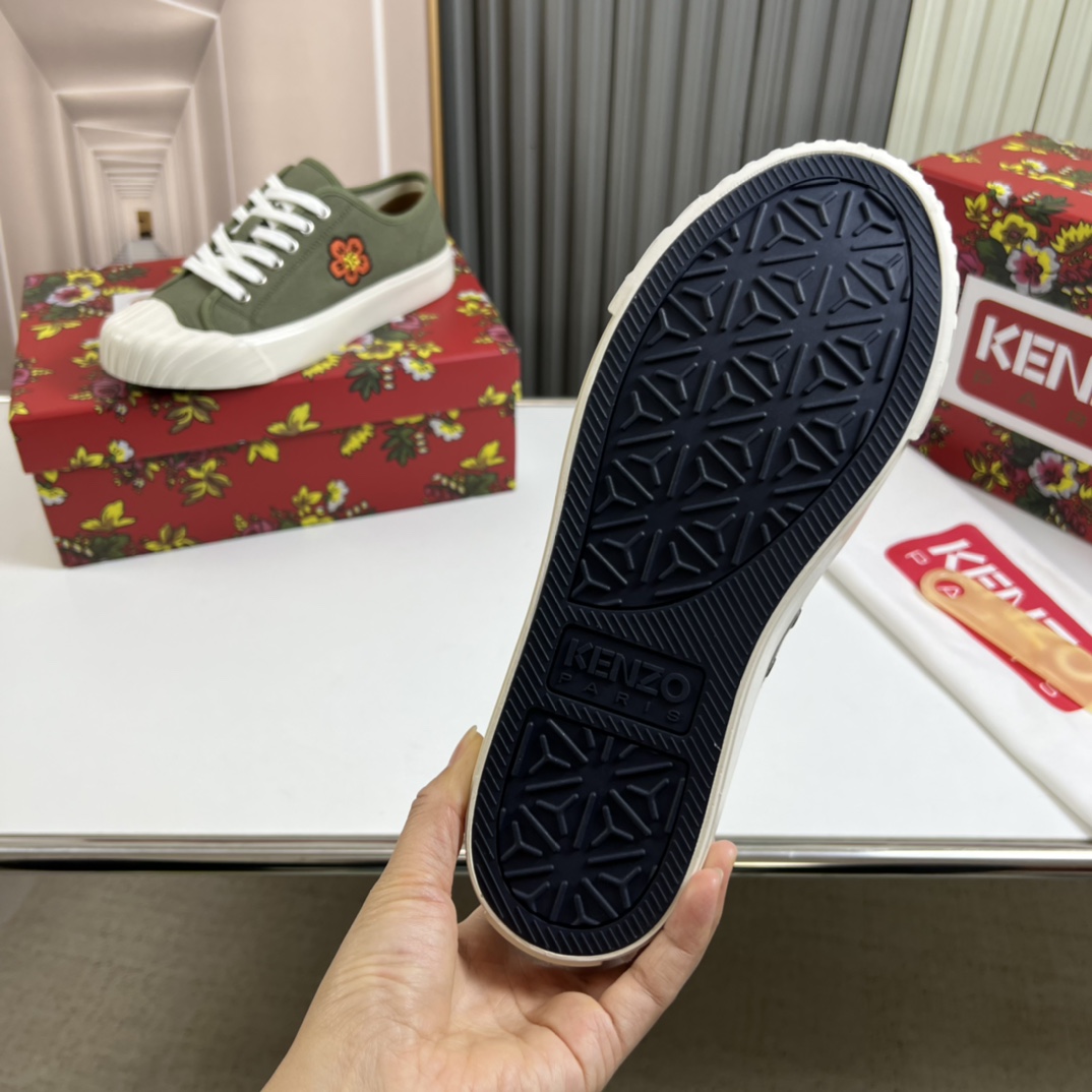 定番 KENZOSCHOOL メンズ キャンバススニーカー ケンゾー スニーカー コピー グリーン-4