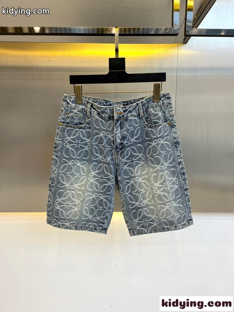 アナグラム 総柄 デニム ショートパンツ ロエベ パンツ 偽物 メンズ-0