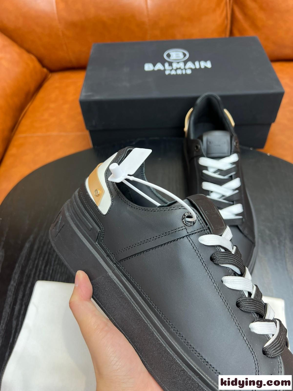 定番 レザー B-Skate スニーカー バルマン スニーカー コピー ブラック-4