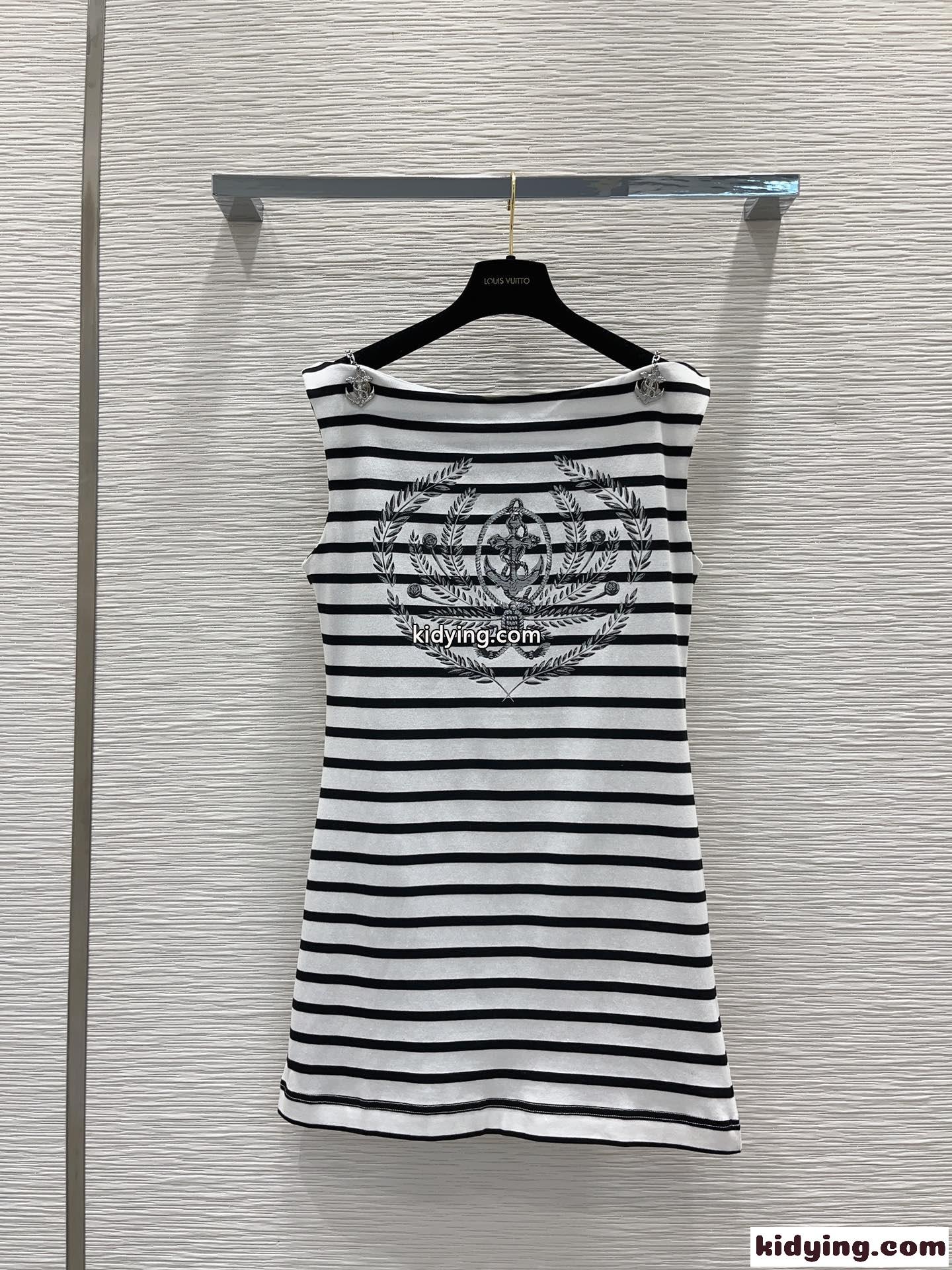 定番 ストライプアンカーTシャツドレス ルイ・ヴィトン ワンピース 偽物-1