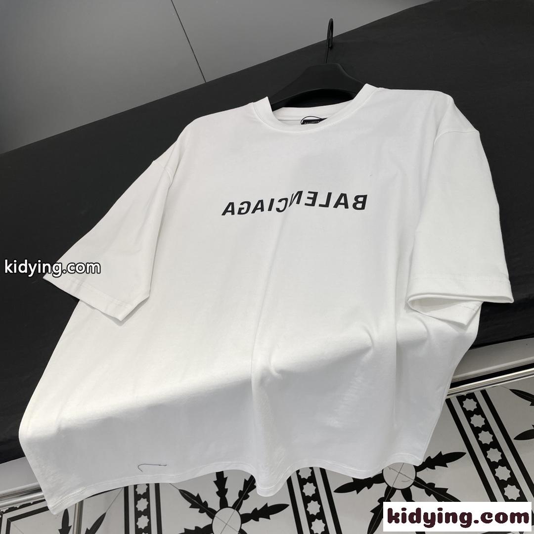 バレンシアガ Tシャツ コピー ユニセックス シンプル MIRROR ロゴ 半袖Tシャツ ファッション-1