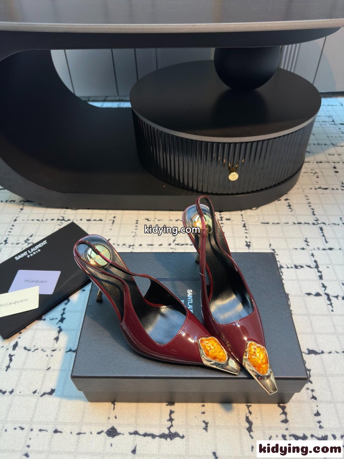 エレガント YSL ルル スリングバックパンプス イヴ・サンローラン コピー レッド-4