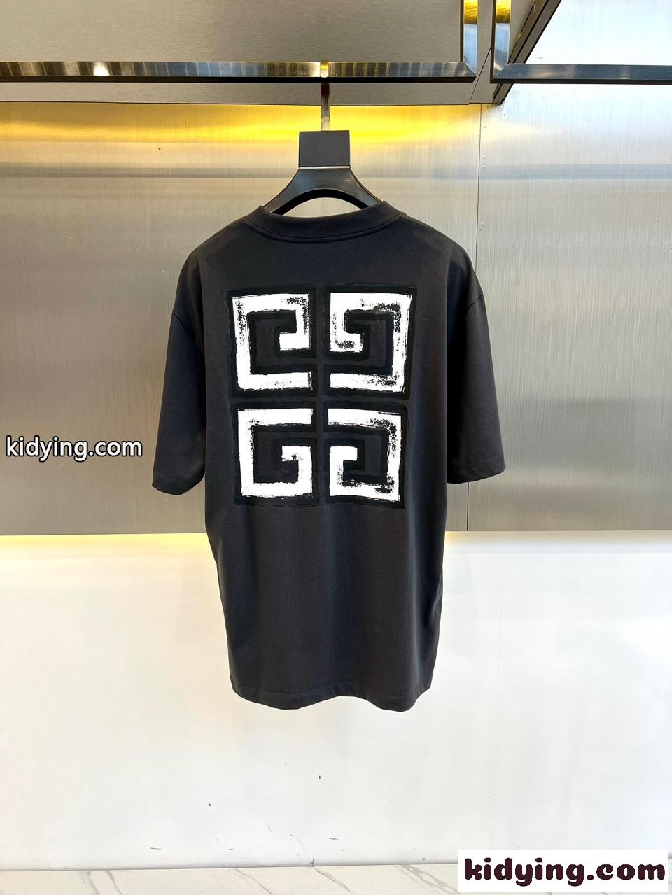 カジュアル ゆったり ロゴ入り 半袖Tシャツ ジバンシィ Tシャツ コピー ダークグレー-4
