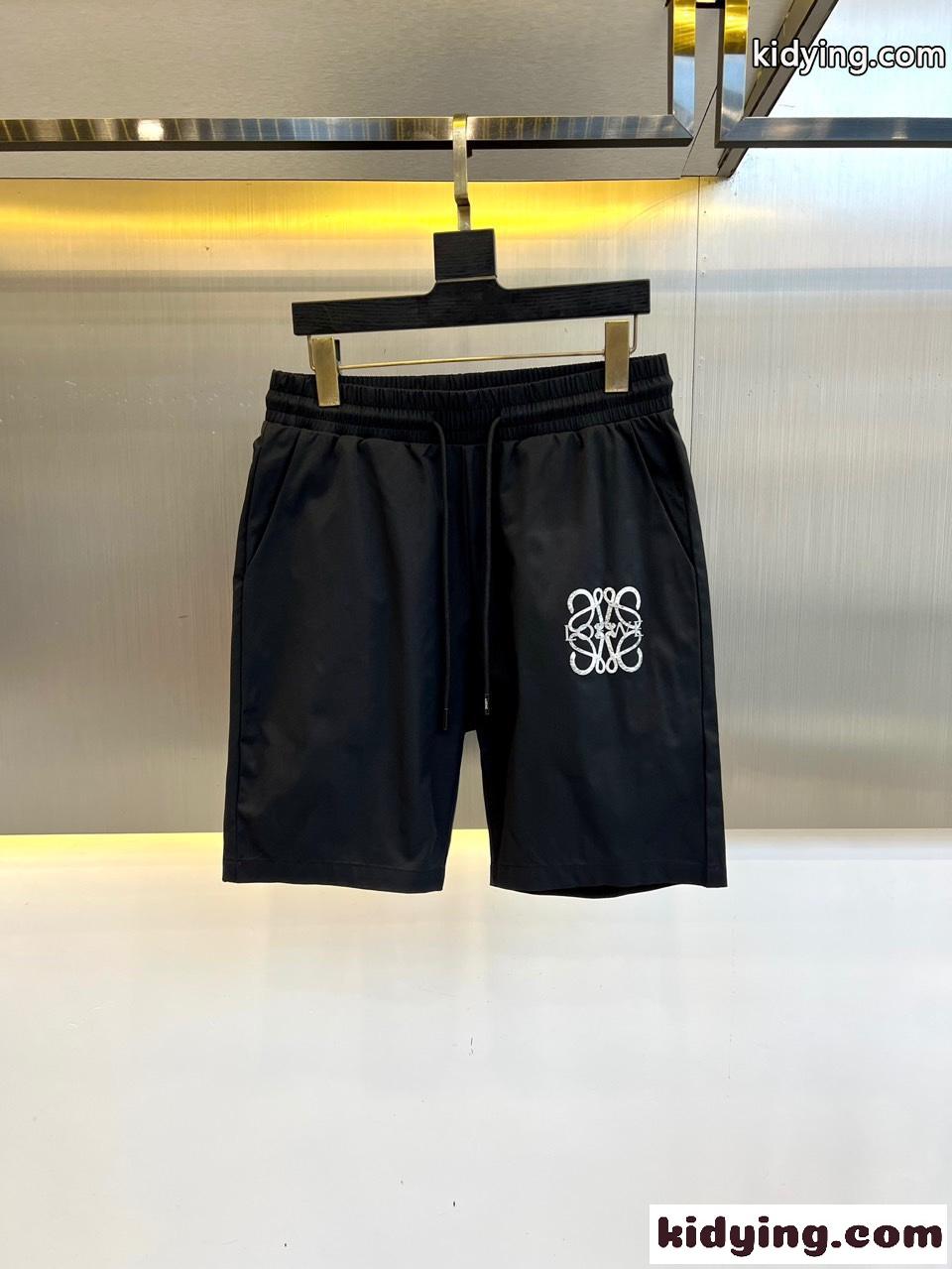 シンプル ロゴ入り ショートパンツ ロエベ パンツ 偽物 メンズ ブラック-1