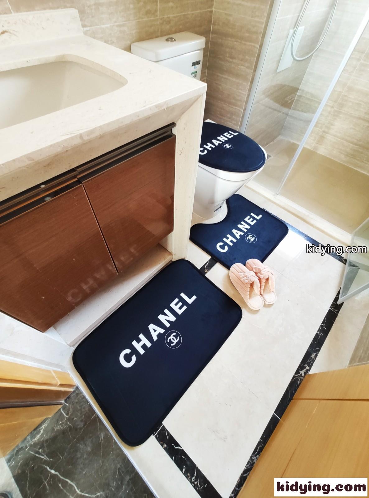 シャネル トイレマットセット コピー ブラック 心地良いです 滑るのを防ぎます 静かな音 浴室 人気-2