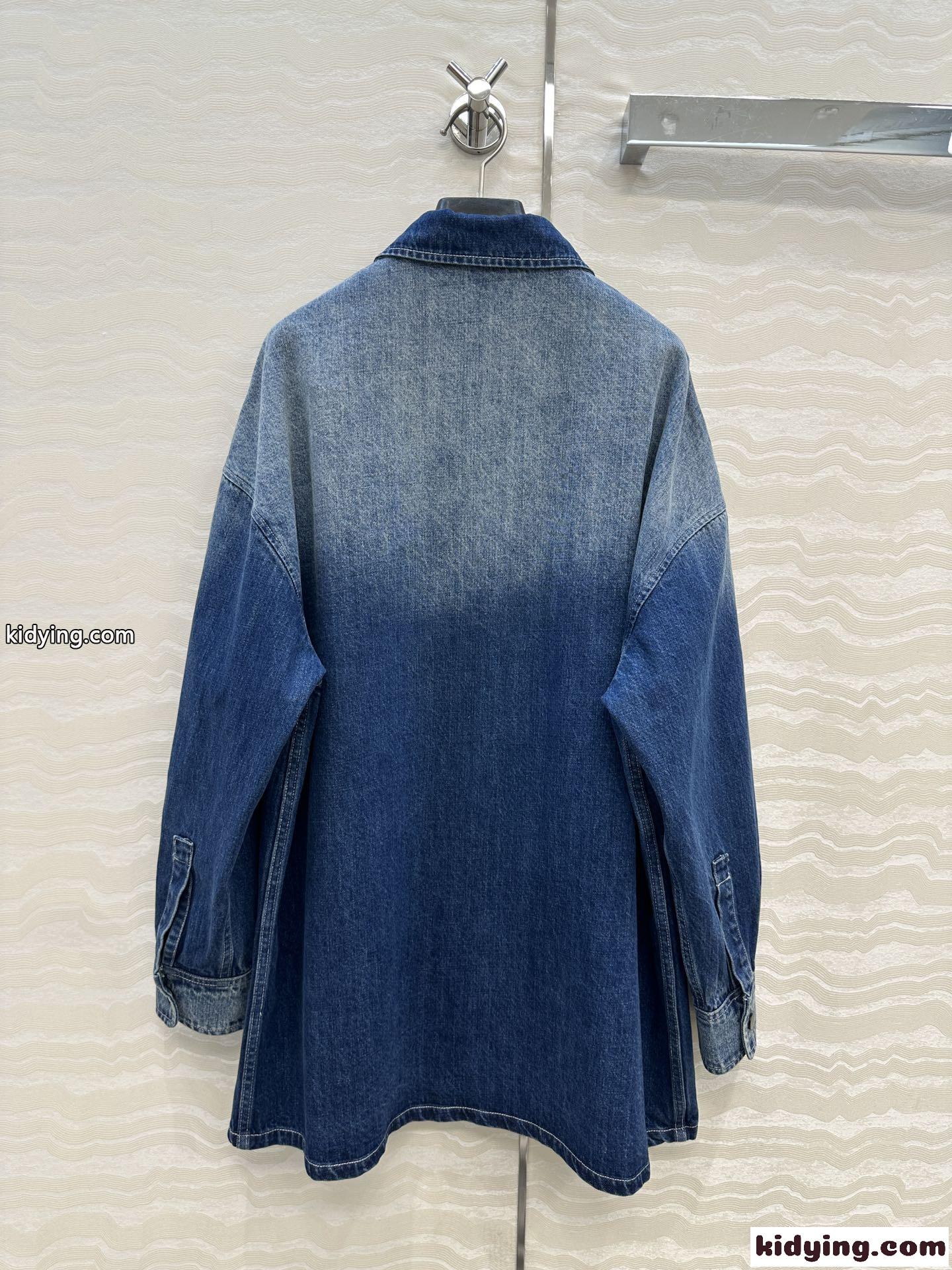 カジュアル デニム オーバーシャツ プラダ シャツ 偽物 チュニック-4