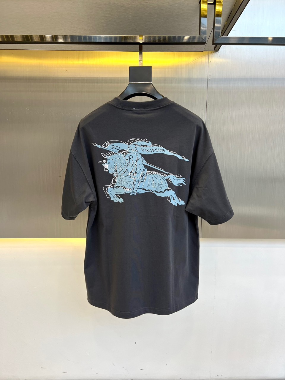 カジュアル リラックス 半袖Tシャツ バーバリー Tシャツ 偽物 クルーネック グレー-3