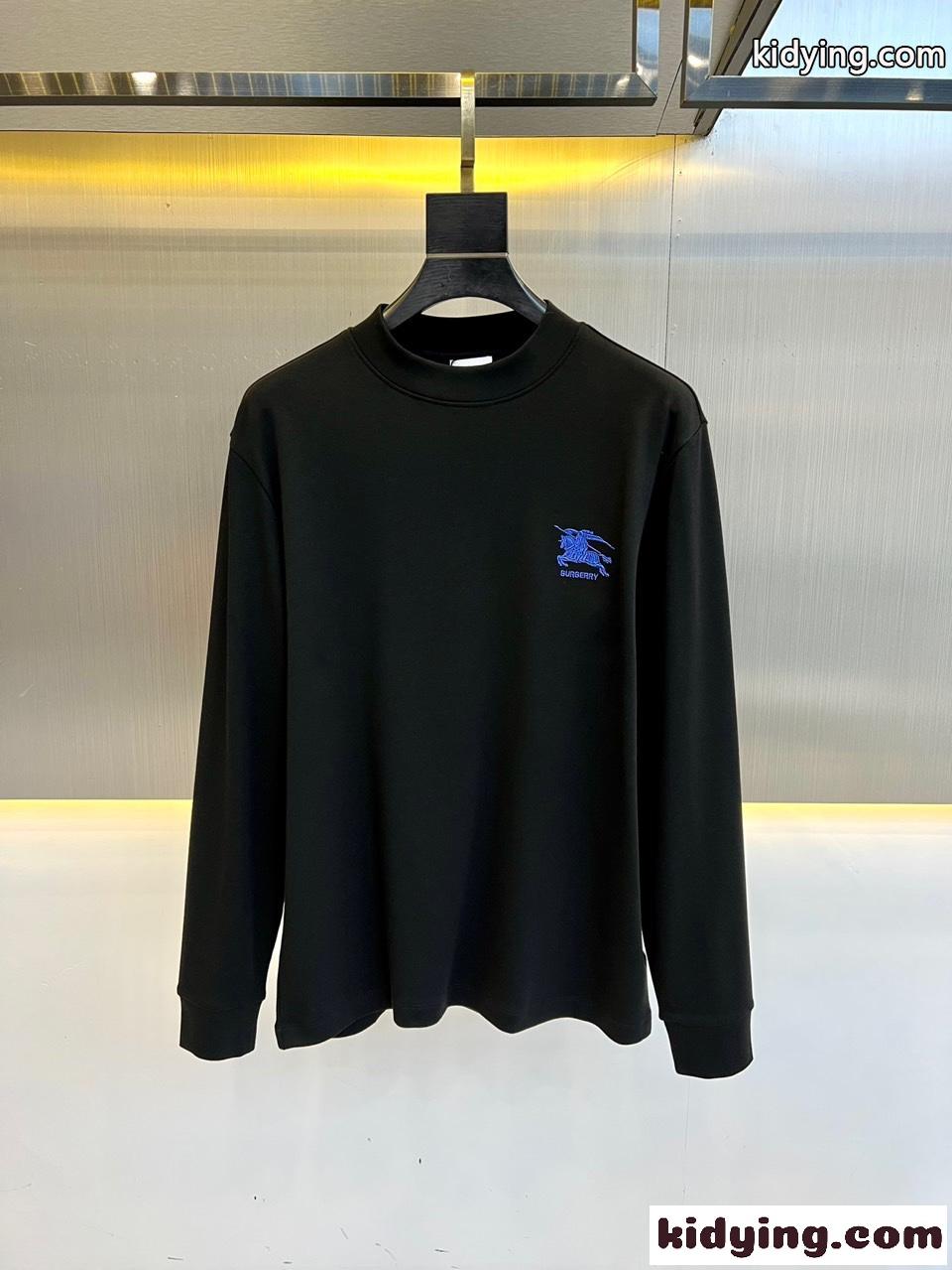 バーバリー Tシャツ 偽物 シンプル 合わせやすい 秋冬 メンズ 長袖Tシャツ ブラック-0