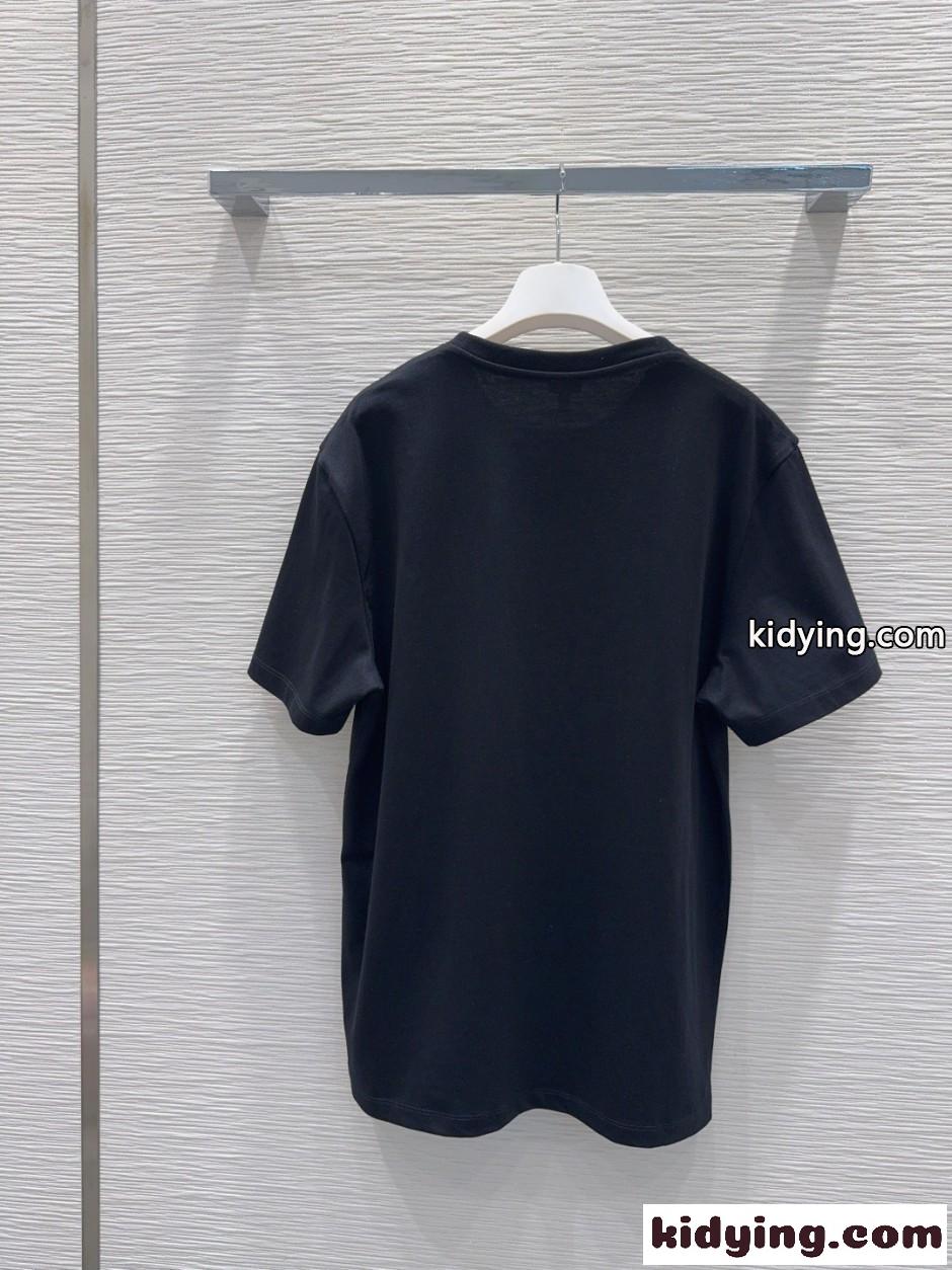 キャットエンブロイダリー 半袖Tシャツ ロエベ Tシャツ コピー ユニセックス ブラック-4