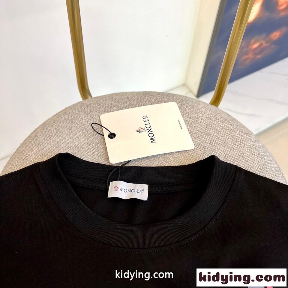 人気 カジュアル プリント コットン 半袖 モンクレール Tシャツ コピー ブラック-2