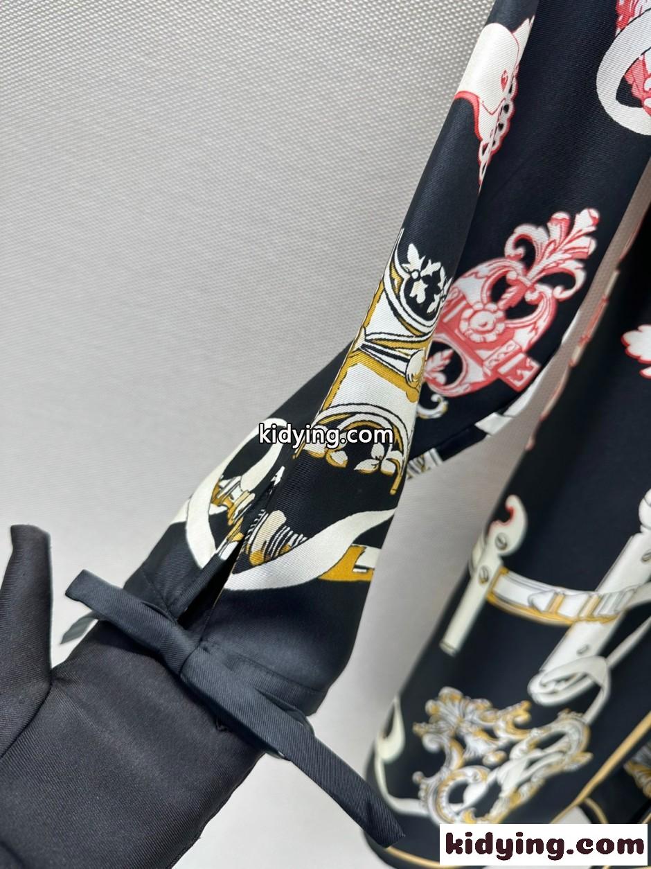 上品 エレガント プリント シルクドレス エルメス ワンピース スーパーコピー-0