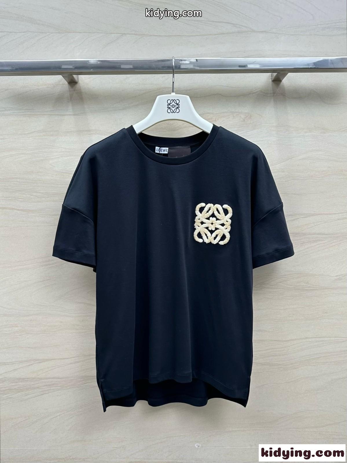 カジュアル ボクシーフィット 半袖Tシャツ ロエベ Tシャツ スーパーコピー ブラック-2