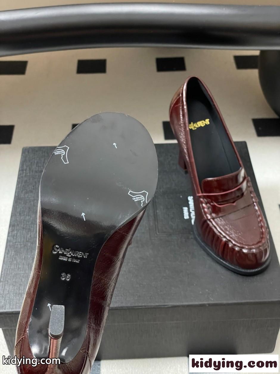 イヴ・サンローラン スーパーコピー ル ローファー パンプス レザー ハイヒール-3