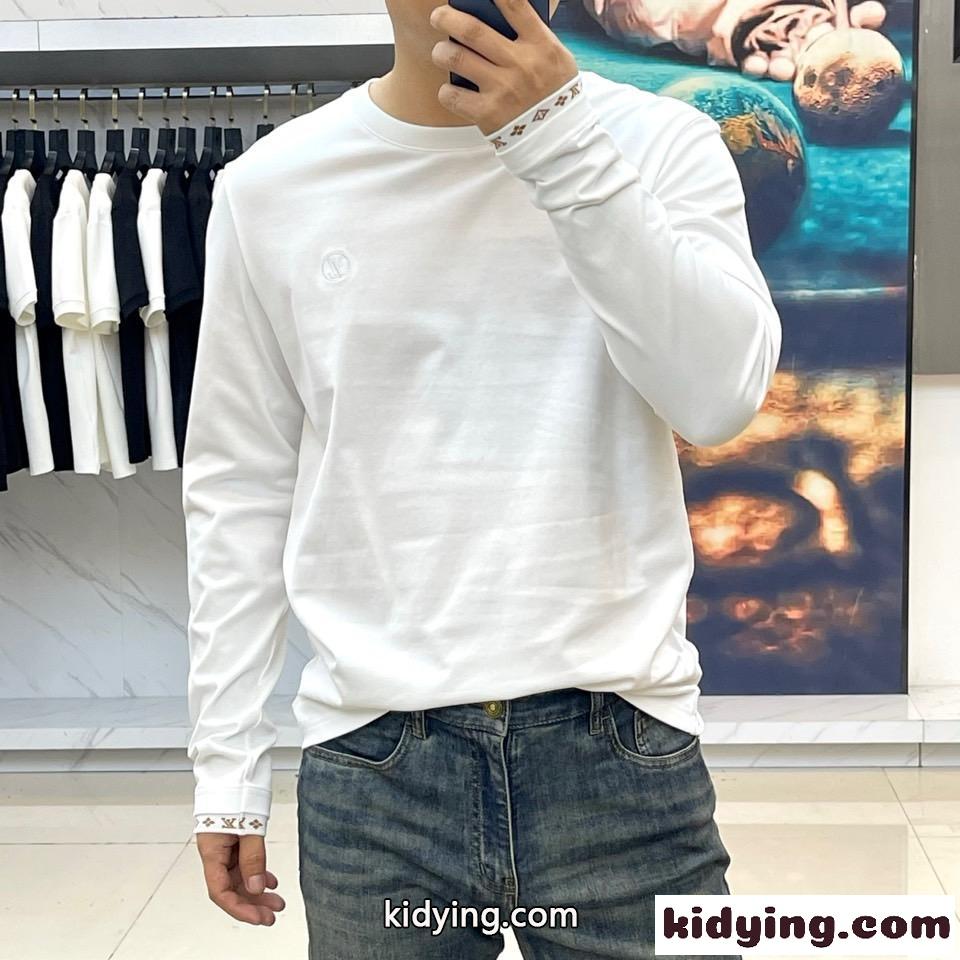 シンプル コットン 長袖Tシャツ ルイ・ヴィトン Tシャツ コピー ホワイト-1