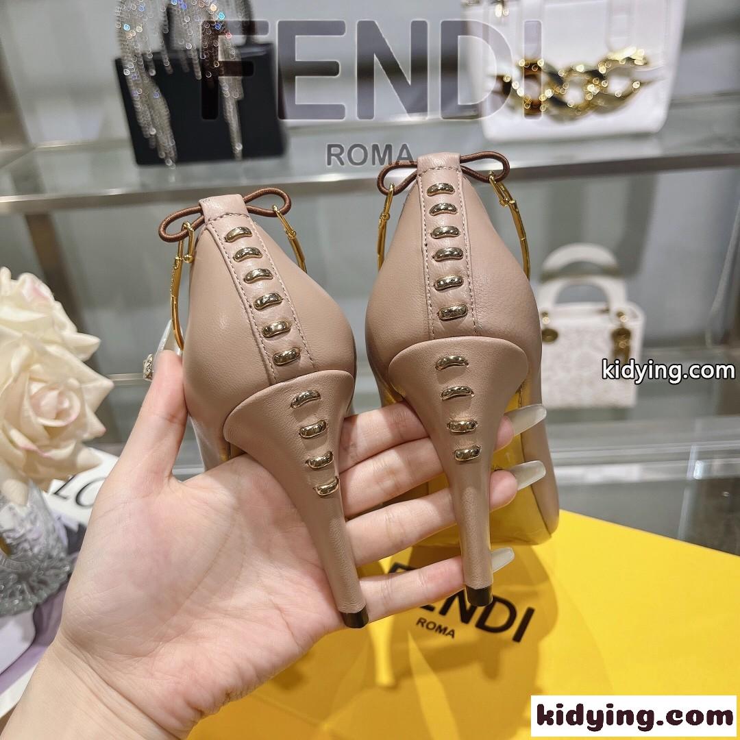 フェンディ フィーロ レザー パンプス スーパーコピー ハイヒール ベージュ-3