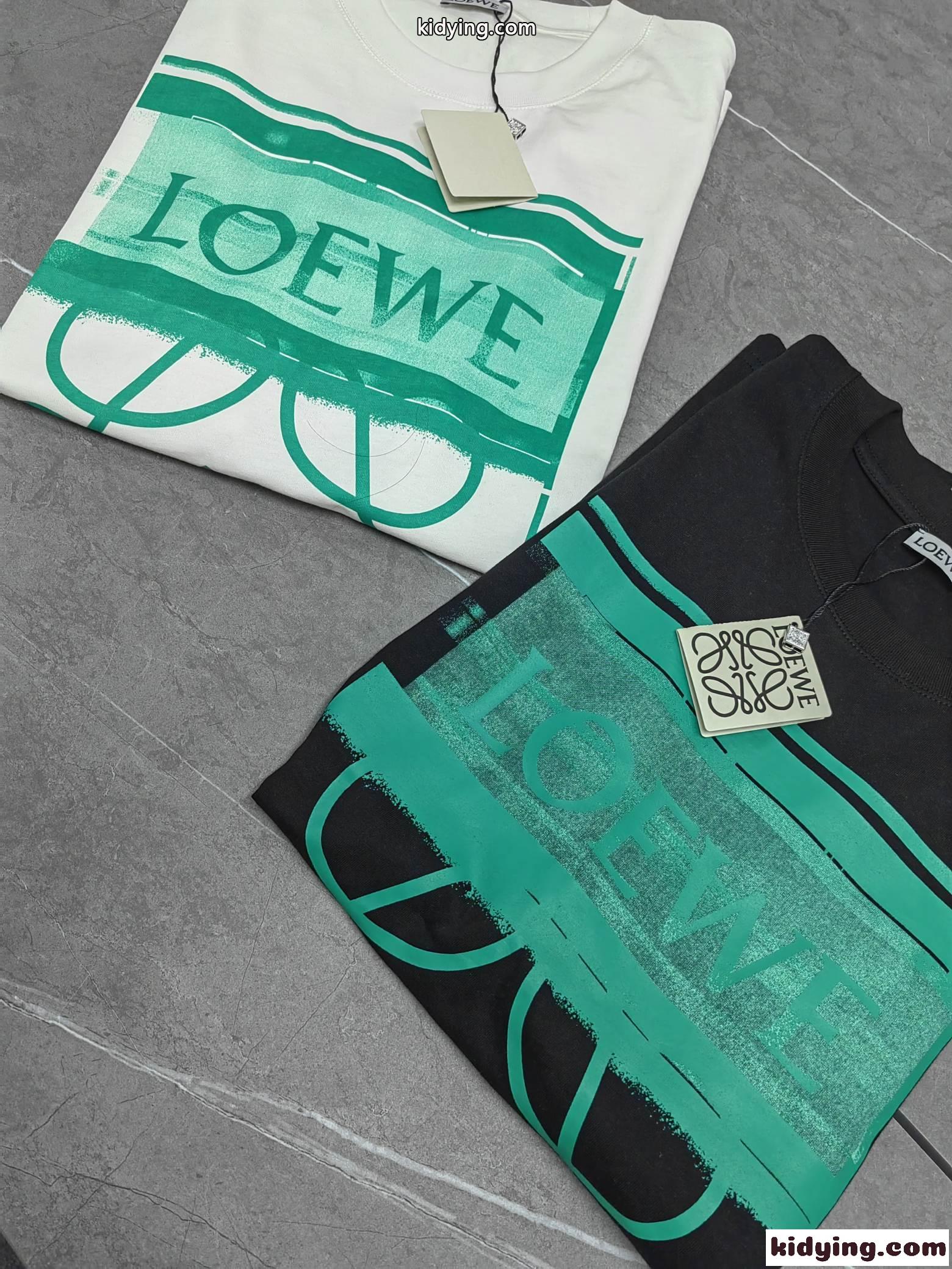 おしゃれ 人気 コットン ロゴ プリント ロエベ tシャツ コピー 半袖 クルーネック 半袖 コットン トップス-3