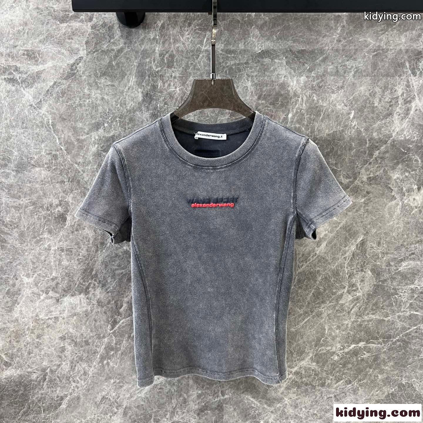 アレキサンダーワング Tシャツ コピー シンプル ロゴ コンパクト 半袖Tシャツ グレー-1