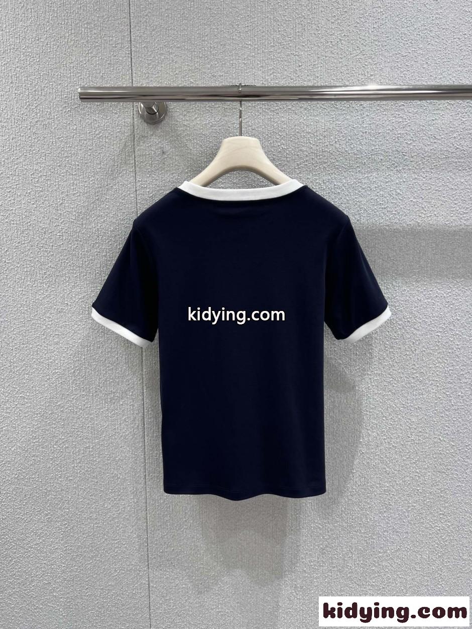 定番 カジュアル リンガーTシャツ ヴェルサーチ Tシャツ コピー ネイビー-0