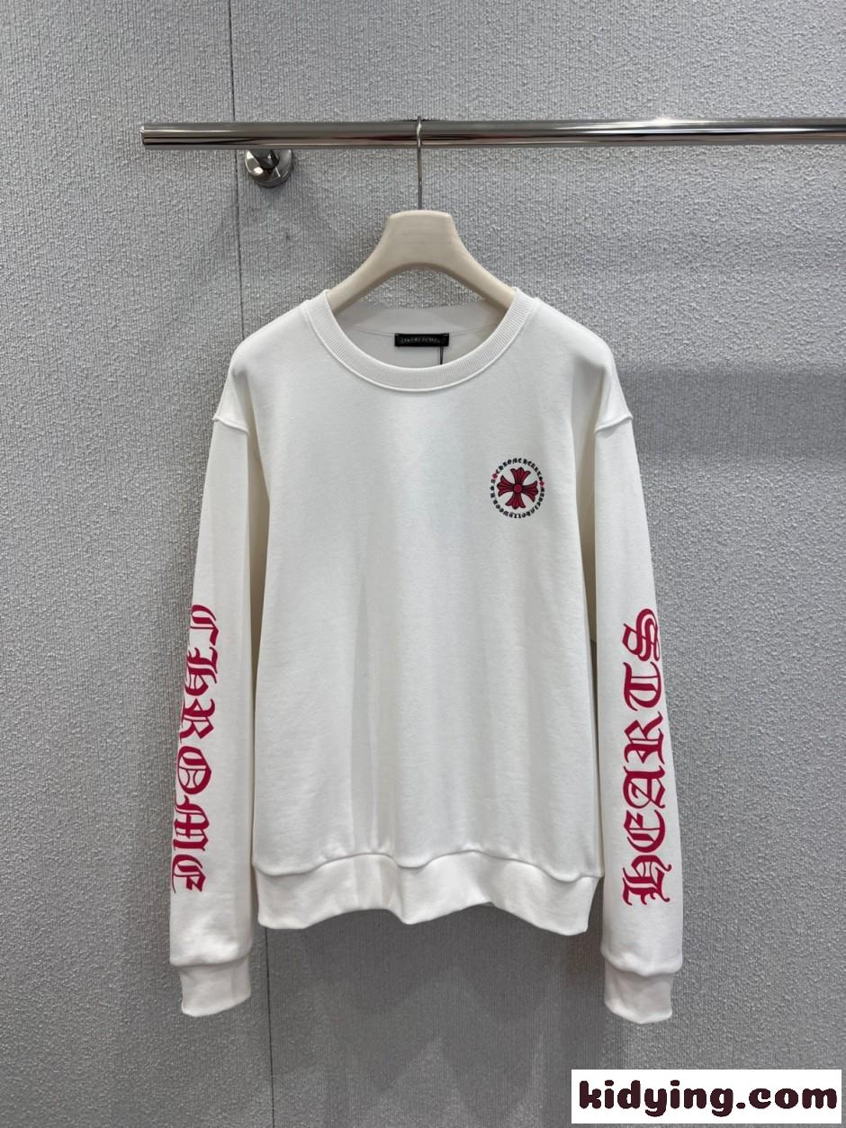 スタイリッシュ プリント コットン スウェットシャツ クロムハーツ Tシャツ 偽物 ホワイト-1