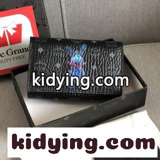 エムシーエム 財布 黒 コピー 「MCM」ウサギの中の三つ折り財布 3Dシルク印刷-0