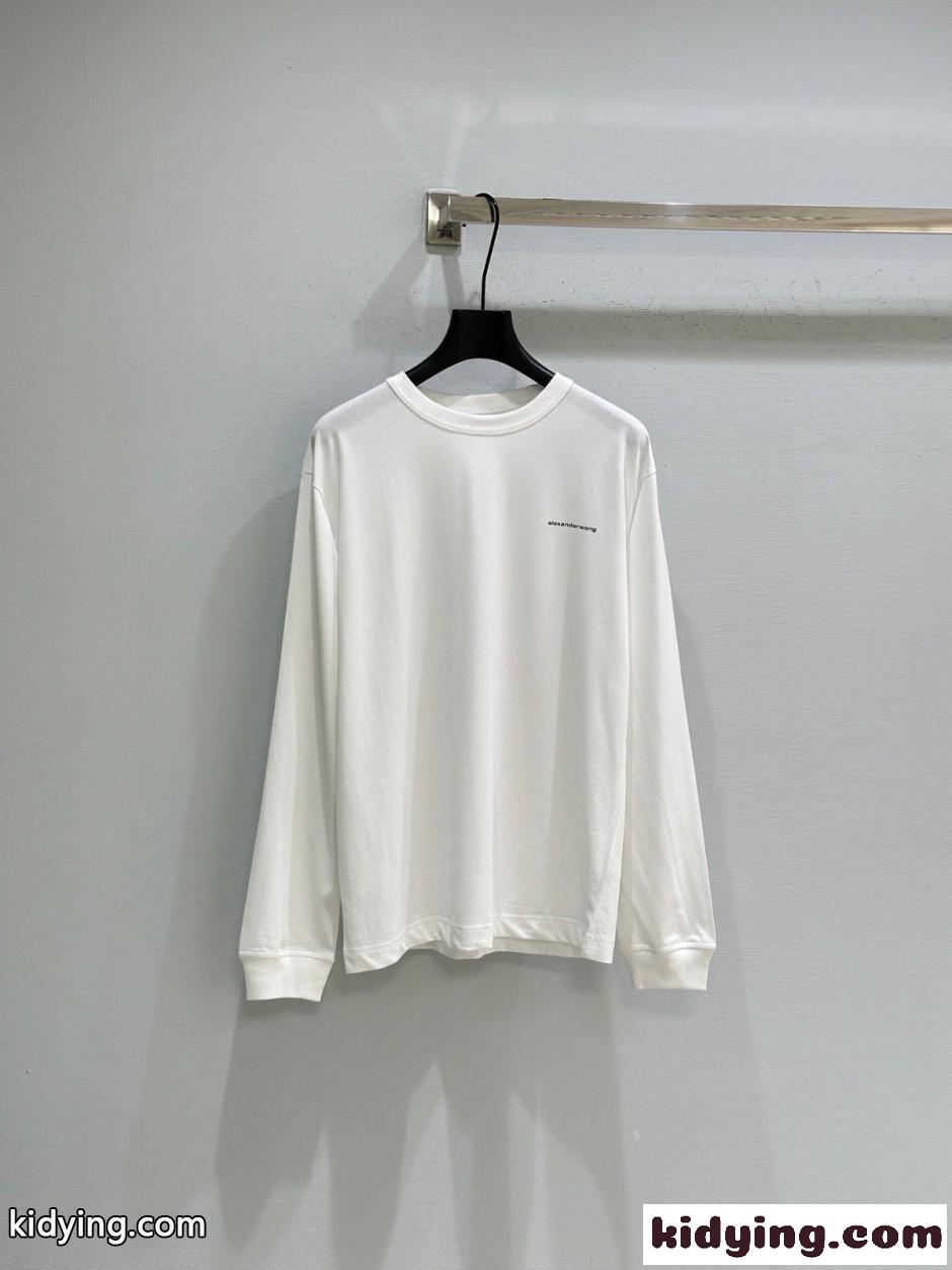 シンプル 洗練された ロゴ 長袖Tシャツ アレキサンダーワング Tシャツ コピー ホワイト-0