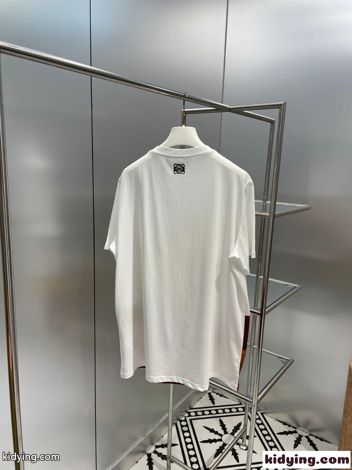 目を引く ゆったり コットン 着心地いい クルーネック プリント ロエベ tシャツ コピー 春夏 定番 人気 男女兼用-0