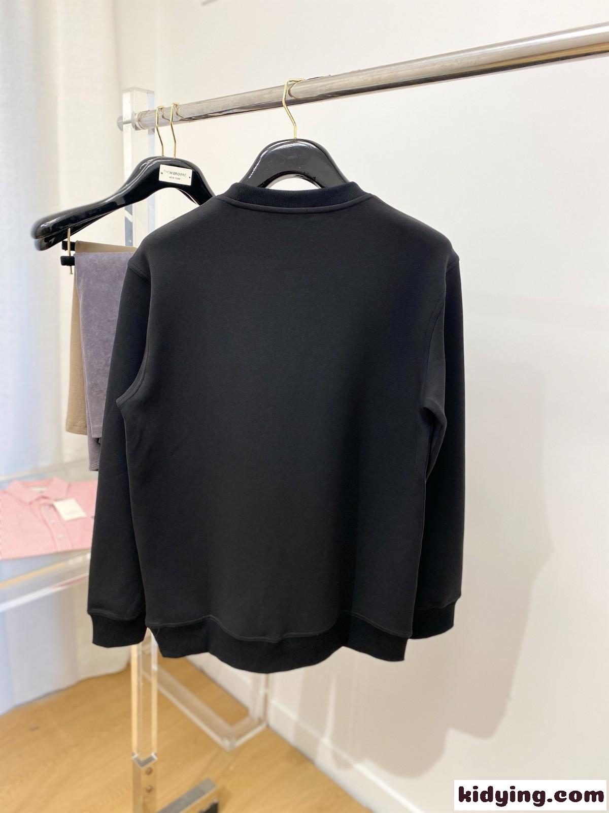 定番 カジュアル エルメス Tシャツ コピー クルーネック コットン スウェットシャツ ブラック-4