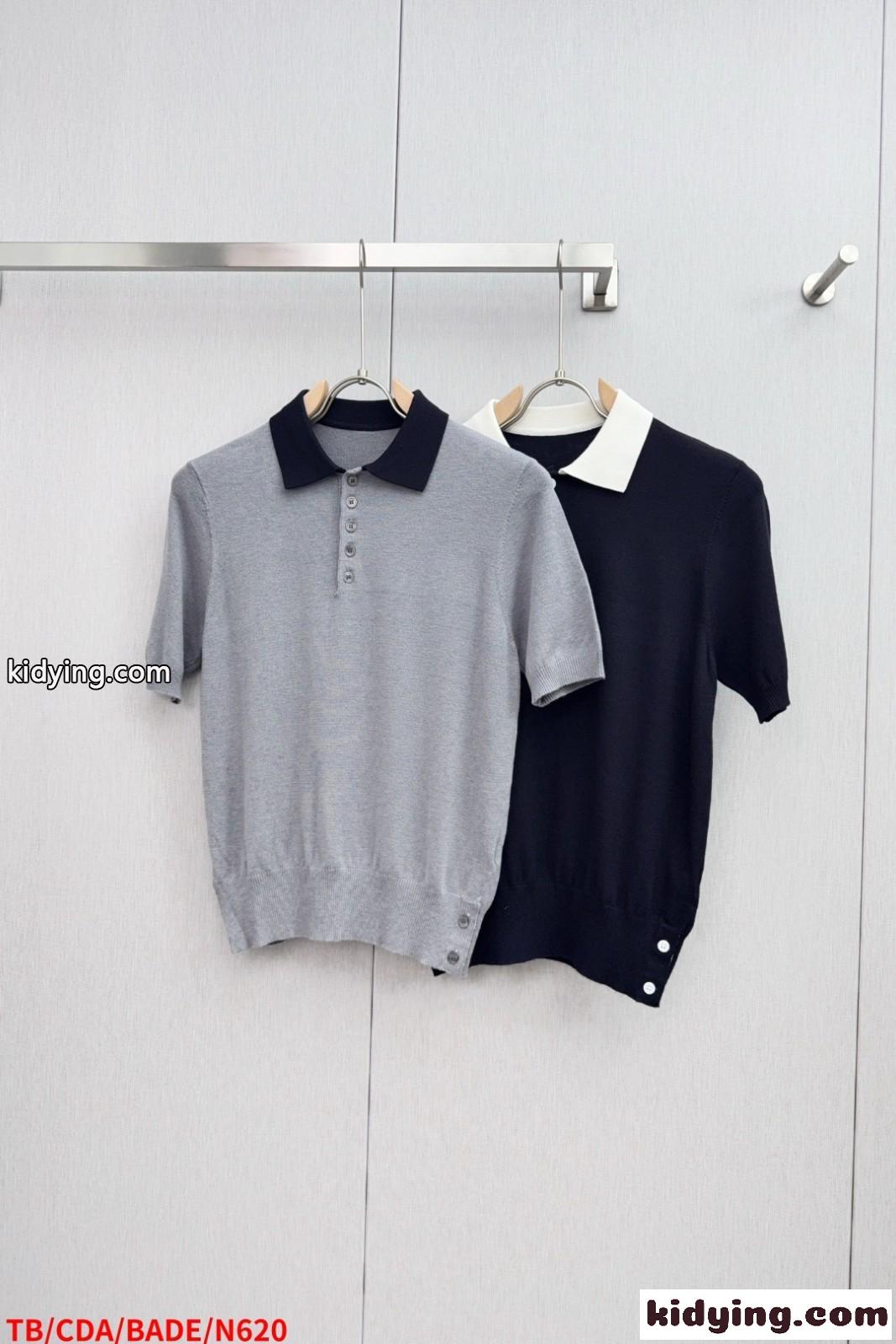 ユニセックス ニットポロシャツ トムブラウン Tシャツ 偽物 半袖トップス-0
