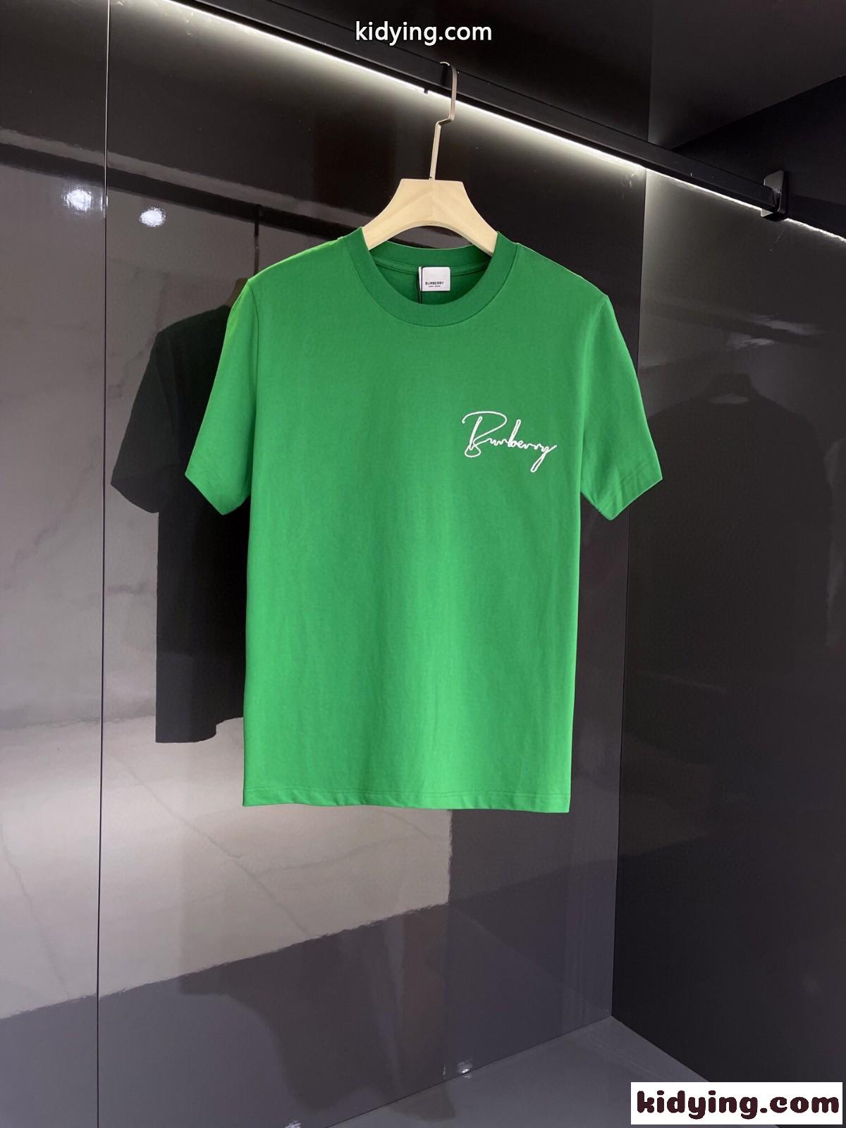 シンプル ロゴ 刺繍 クルーネック バーバリー Tシャツ コピー 半袖 コットン トップス-1