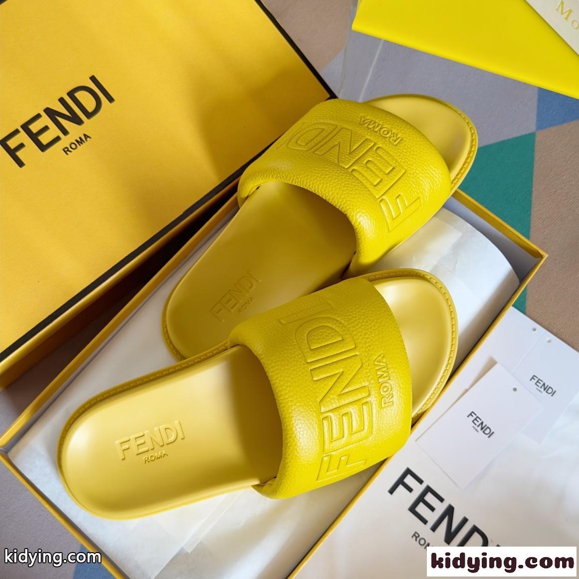 春夏 定番 FENDI ROMA スライド フェンディ サンダル スーパーコピー イエロー-2