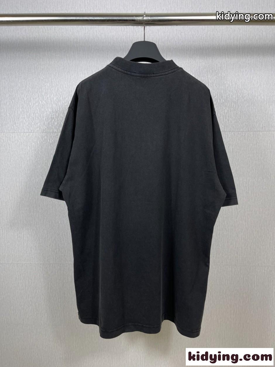 ロゴ入り ユニセックス 半袖Tシャツ バレンシアガ Tシャツ コピー オーバーサイズ-1