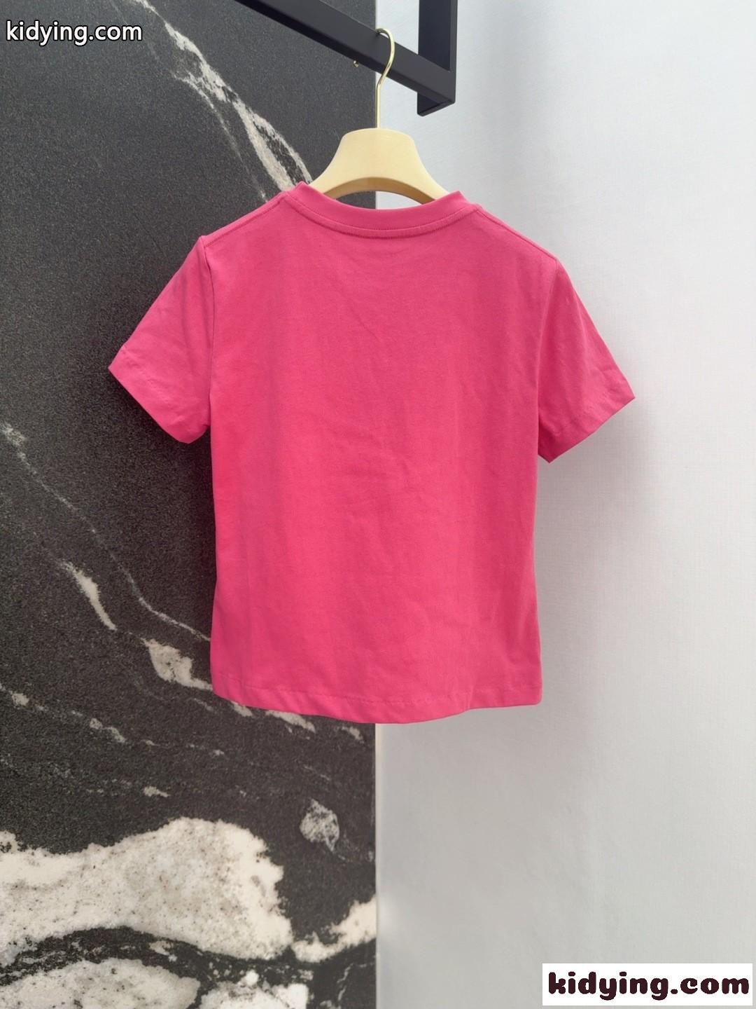 シンプル ロゴ入り コットン半袖Tシャツ クロエ Tシャツ スーパーコピー ピンク-4
