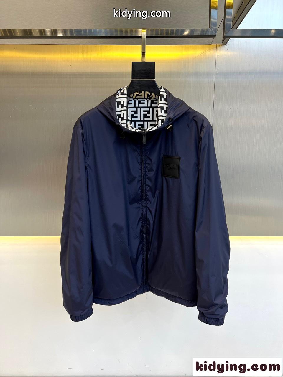 人気 リバーシブル フェンディ ジャケット コピー メンズ アウター ブルー-5