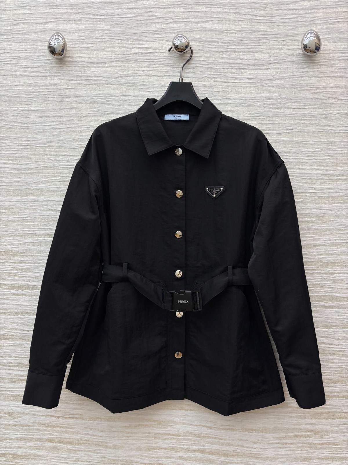 カジュアル シンプル ベルト付き シャツブルゾン プラダ ジャケット 偽物-0