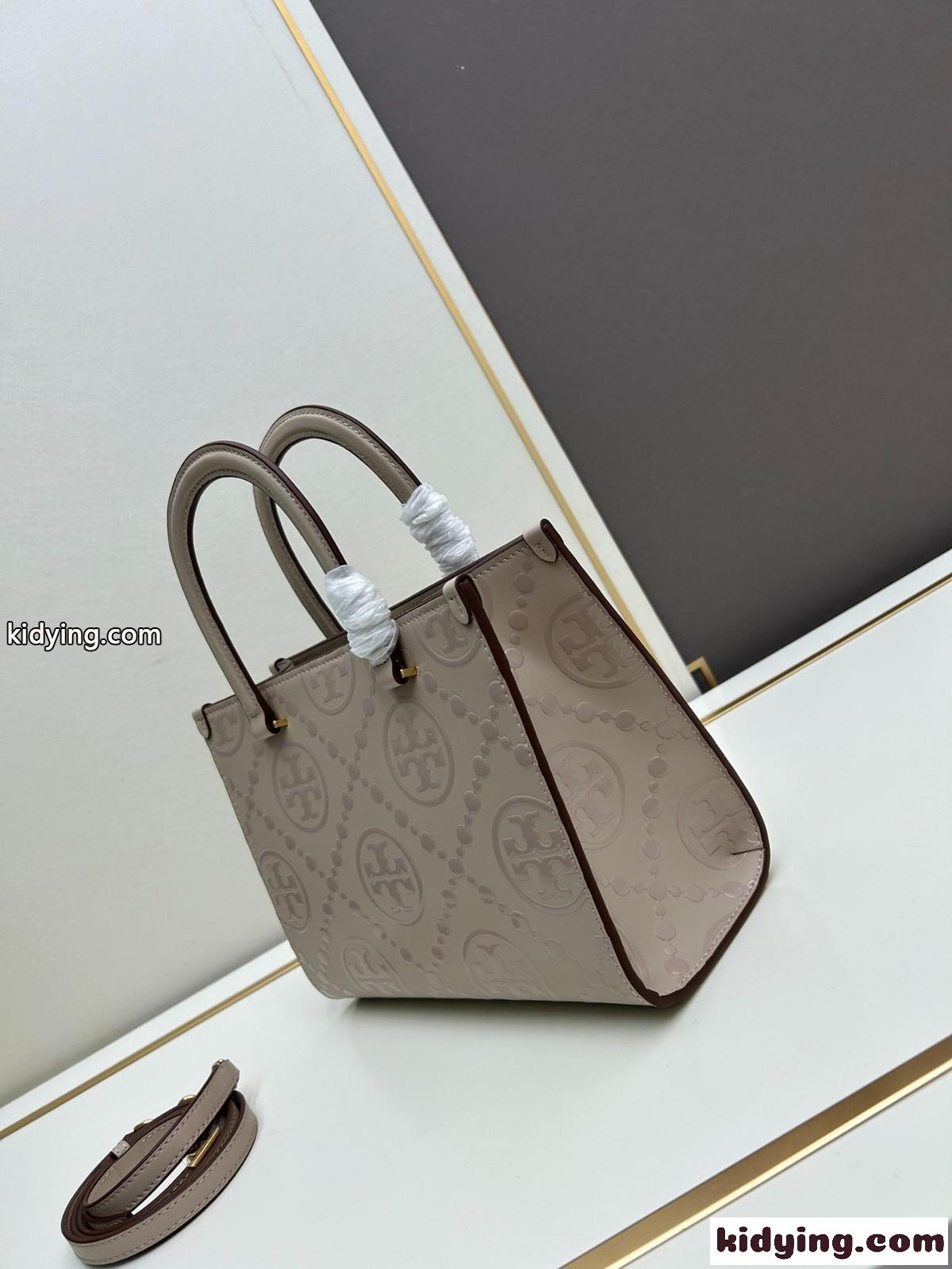 トリーバーチ Tモノグラム トップハンドル エンボストート スーパーコピー グレー-2