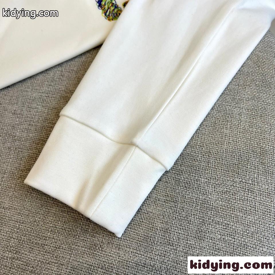 刺繍入り コットン 長袖Tシャツ フェンディ Tシャツ コピー ホワイト-4