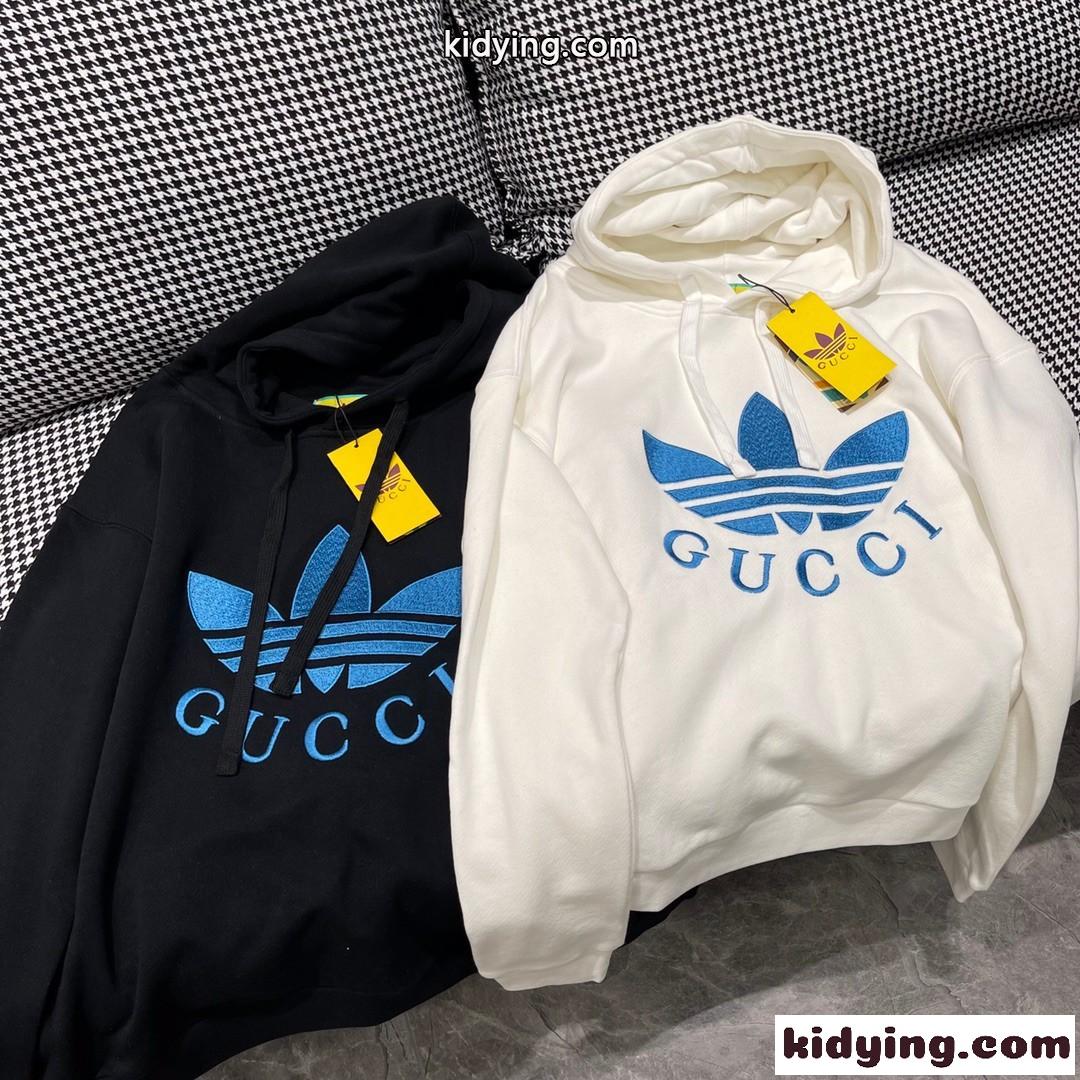 Adidas x Gucci 刺繍 フード付き ロゴ グッチ パーカー コピー 長袖 プルオーバー-0