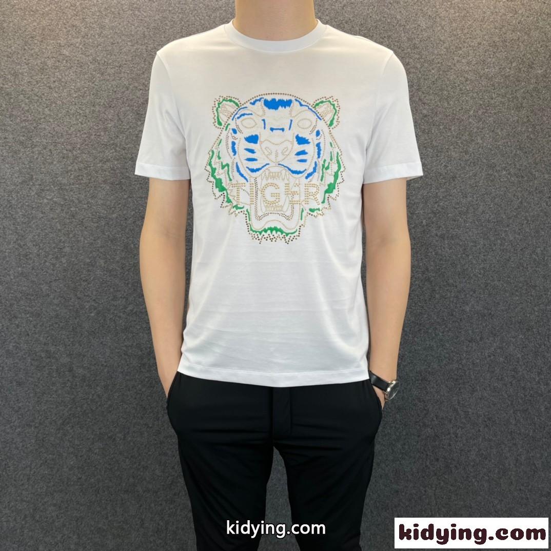 柔らかい 着心地いい 春夏 メンズ クルーネック 半袖 ケンゾー tシャツ コピーカジュアル おしゃれ トップス-3