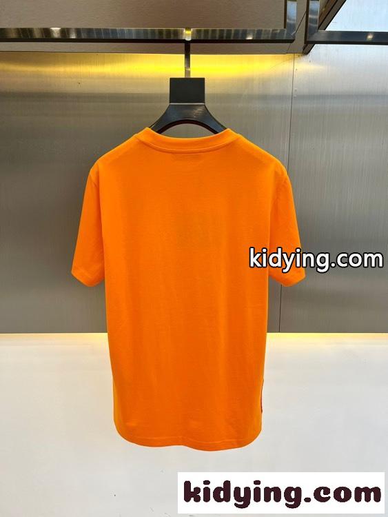 シンプル トライアングルロゴ付き 半袖Tシャツ プラダ Tシャツ コピー オレンジ-3