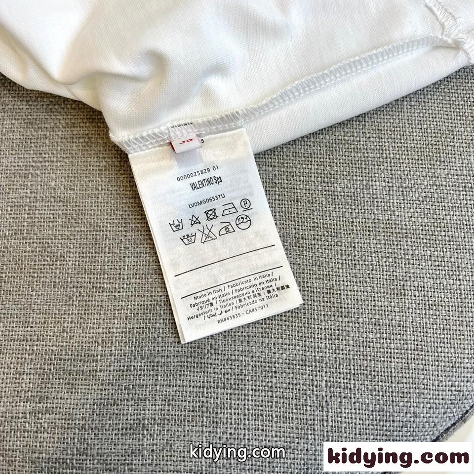 シンプル ロゴ入り クルーネック ヴァレンティノ Tシャツ 偽物 ホワイト-4