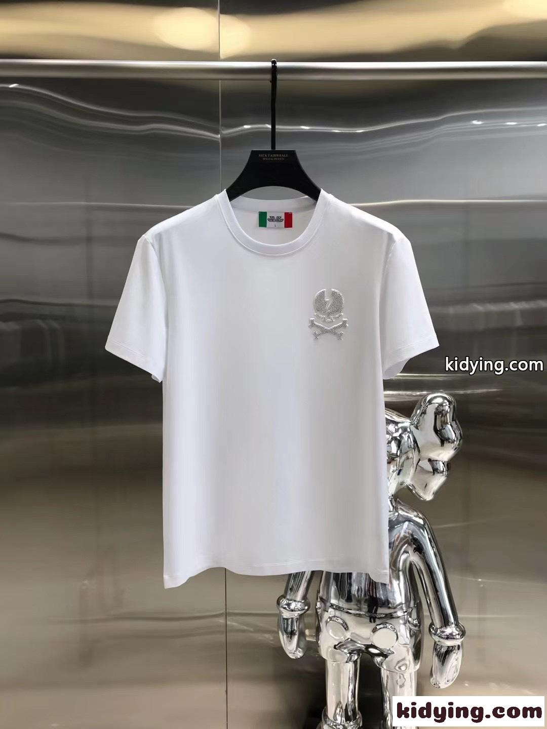 優しい肌触り 快適 クルーネック 春夏 新作 フィリッププレイン 半袖Tシャツ コピー メンズ トップス ホワイト ブラック-4
