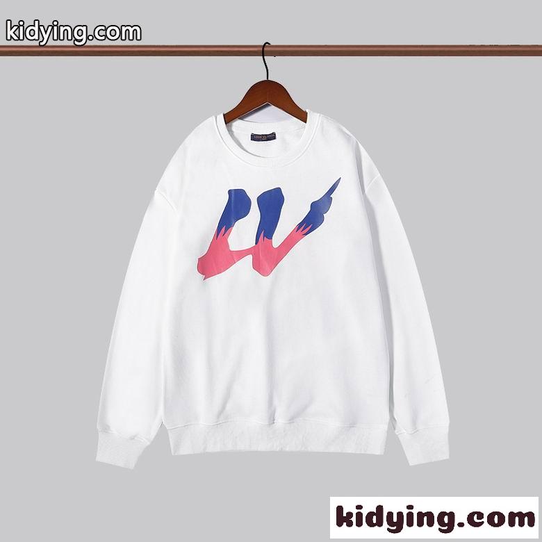 カジュアル ファッション プリント クールネック 長袖 ルイ・ヴィトン Tシャツ コピー プルオーバー ホワイト ブラック-3